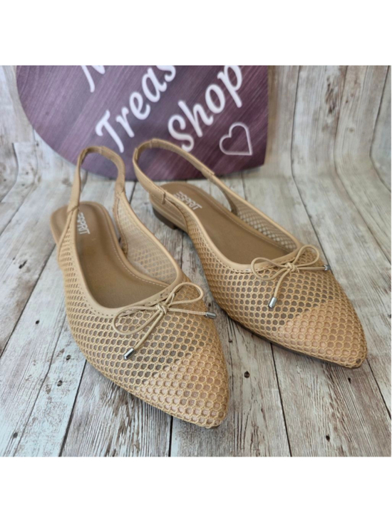 Esprit Shoes - Esprit Beige Mesh Pointed Toe Slingback Flats Size 7.5 NWOT